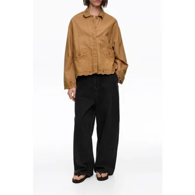 Bimba Y Lola Embroidered Cotton-linen Jacket In Brown