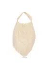 Bimba Y Lola Embroidered Fringed Shoulder Bag In Neutral