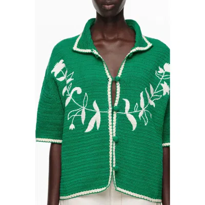 Bimba Y Lola Embroidered Knit Sweater In Green