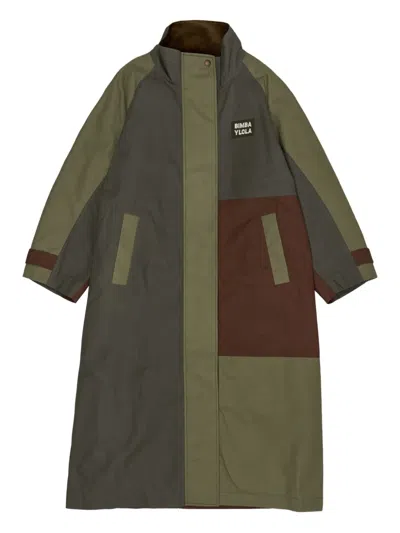 Bimba Y Lola Embroidered-logo Coat In Green