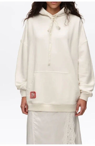 Bimba Y Lola Lace-panelled Logo-patch Hoodie In White