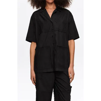 Bimba Y Lola Embroidered Scarf Patchwork Shirt In Black