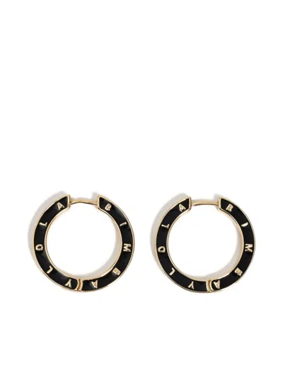 Bimba Y Lola Enamel Hoop Earrings In Black