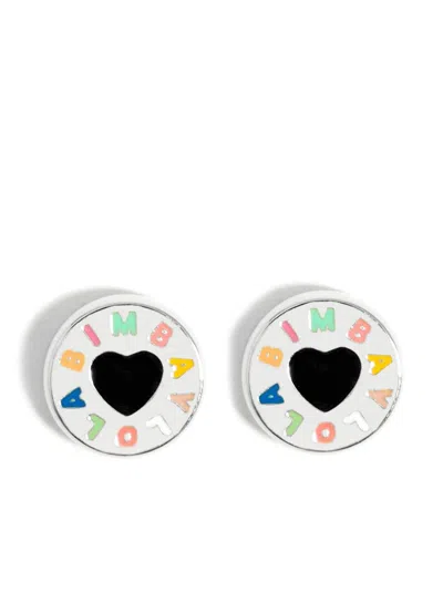 Bimba Y Lola Enamel-logo Earrings In White
