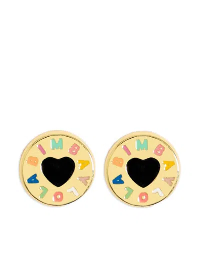 Bimba Y Lola Enamel-logo Earrings In Gold