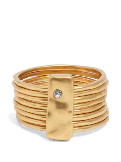 Bimba Y Lola Engraved-logo Ring In Gold