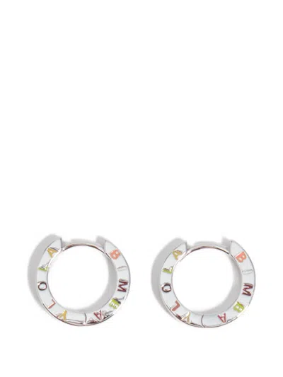 Bimba Y Lola Engraved-logo Hoop Earrings In Metallic