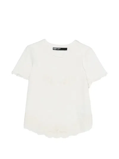 Bimba Y Lola Eyelet-embroidery T-shirt In White