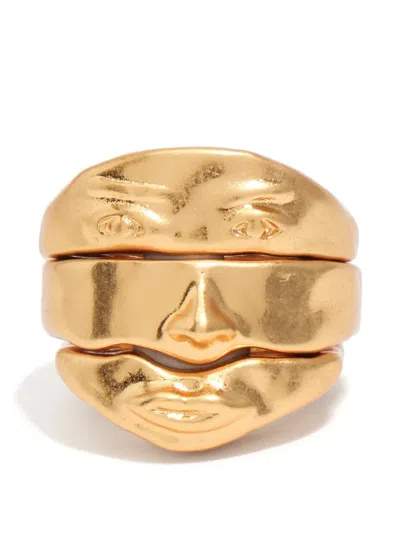 Bimba Y Lola Face Engraved-logo Ring In Gold