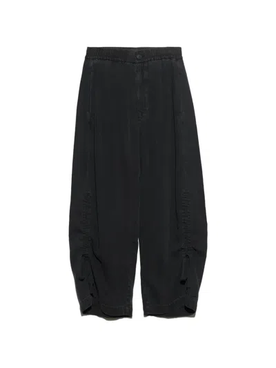 Bimba Y Lola Faded Black Ruched Denim Jogger Trousers
