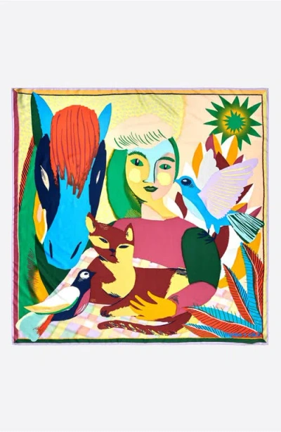 BIMBA Y LOLA BIMBA Y LOLA FAUVISM STYLE PORTRAIT SCARF