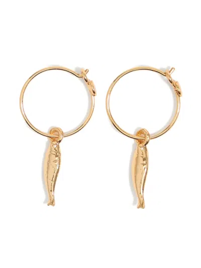 Bimba Y Lola Fish-charm Hoop Earrings In Gold
