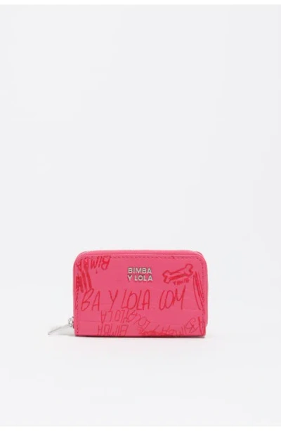 Bimba Y Lola Flap Purse With Metallic Logo In Pink