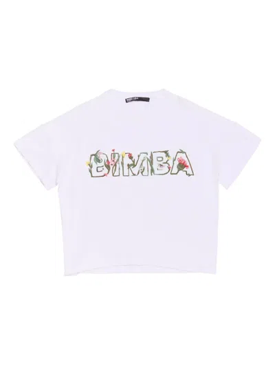 Bimba Y Lola Floral-embroidered Logo T-shirt
