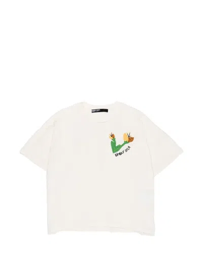 Bimba Y Lola Floral-embroidered T-shirt In White