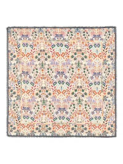Bimba Y Lola Floral Fringed Scarf In Multi