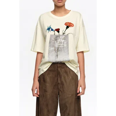 Bimba Y Lola Floral-print T-shirt In Neutral