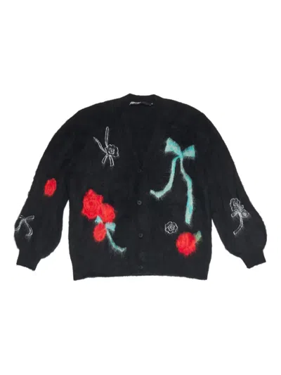 Bimba Y Lola Floral-print Cardigan In Black