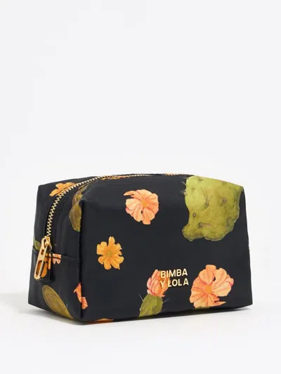 Bimba Y Lola Floral-print Cosmetic Pouch In Black