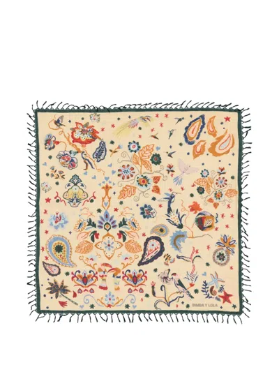 Bimba Y Lola Floral Print Fringed Scarf In Multi