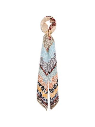 Bimba Y Lola Floral-print Heart-ring Scarf In Multi