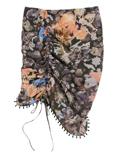 Bimba Y Lola Floral-print Mini Skirt In Black