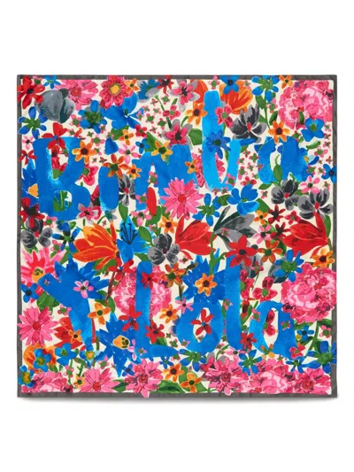 Bimba Y Lola Floral-print Scarf In Blue