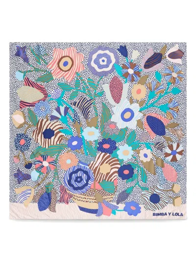 Bimba Y Lola Floral-print Scarf In Blue