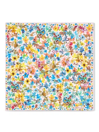 Bimba Y Lola Floral-print Scarf In Green