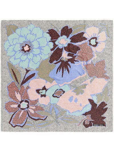 Bimba Y Lola Floral-print Scarf In Neutrals