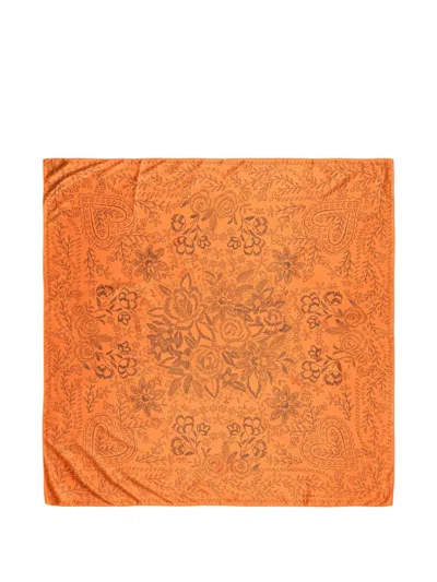 Bimba Y Lola Floral-print Scarf In Orange