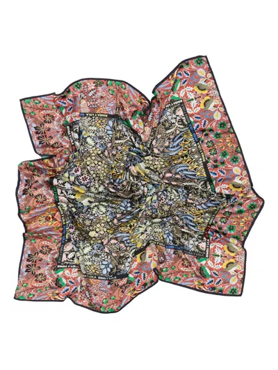 Bimba Y Lola Floral-print Square Scarf In Black