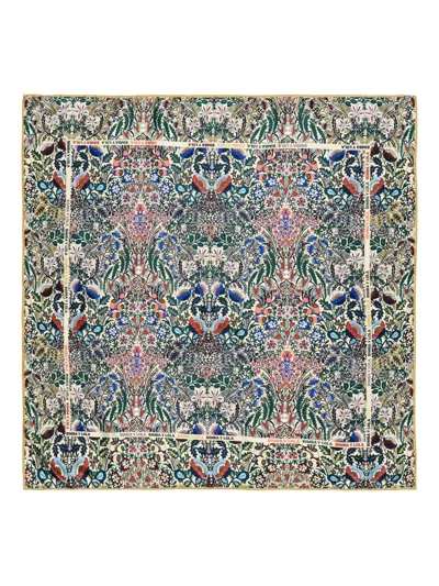 Bimba Y Lola Floral-print Square Scarf In Gray