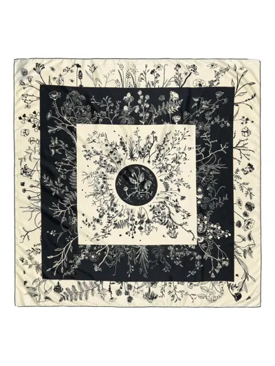 Bimba Y Lola Floral-print Square Scarf In Neutral