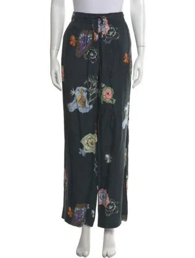 Pre-owned Bimba Y Lola Floral Print Wide Leg Pants In Green