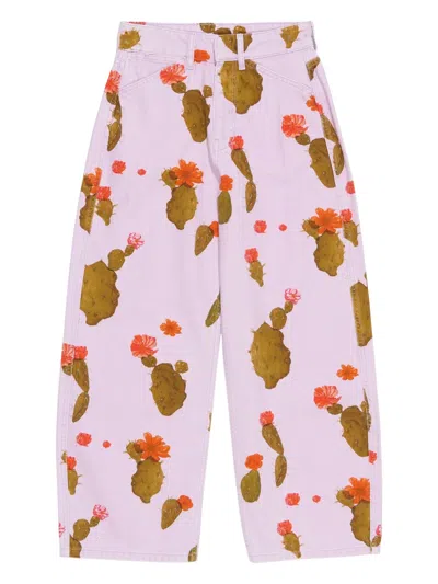 Bimba Y Lola Floral-print Wide-leg Trousers In Pink
