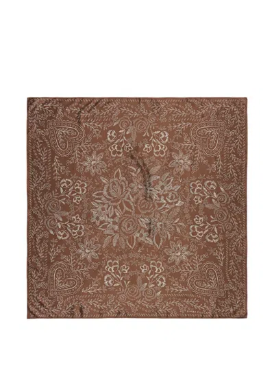 Bimba Y Lola Floral Scarf In Brown