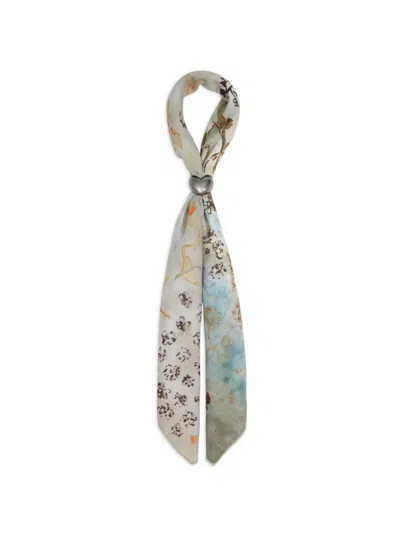 Bimba Y Lola Floral Scarf Charm Watercolor Background In Multi