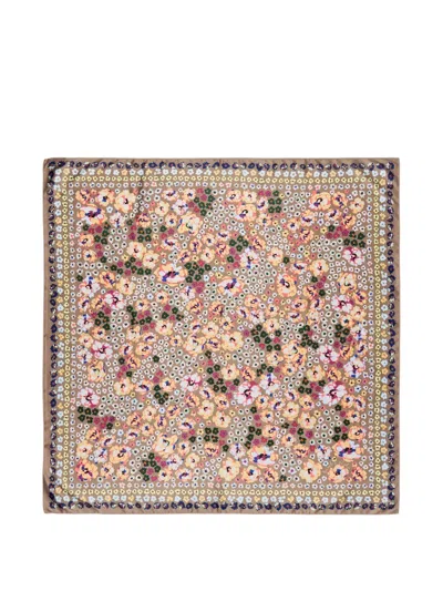 Bimba Y Lola Floral Scarf In Brown
