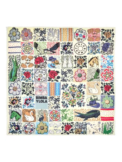 Bimba Y Lola Floral Wool Scarf In Multi
