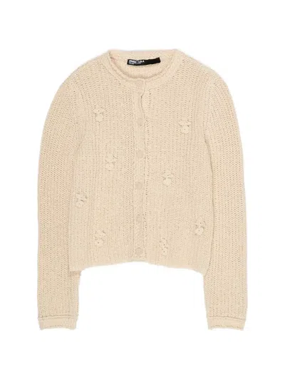 Bimba Y Lola Floral-appliqué Cardigan In Neutral