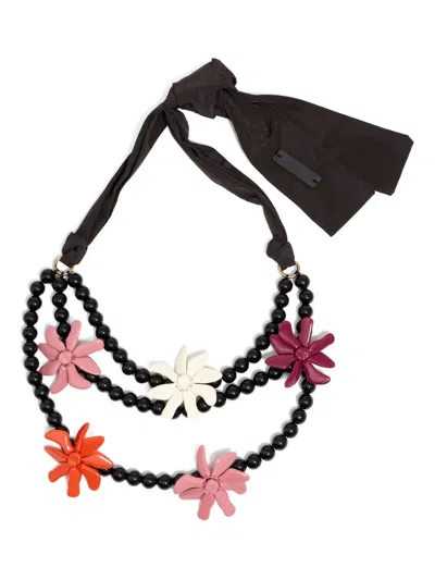 Bimba Y Lola Flower-embellishment Necklace In Black