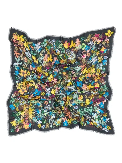Bimba Y Lola Flower-print Fringed Scarf In Multi