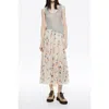 Bimba Y Lola Flowers Scan Flared Midi Skirt In Neutral