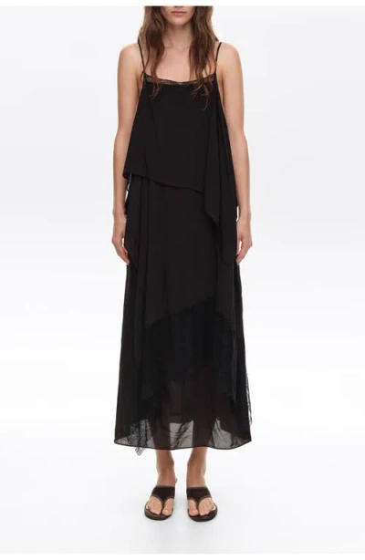 Bimba Y Lola Flowing Layered Midi Dress In Black