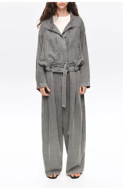 Bimba Y Lola Fluid Denim Jacket In Gray