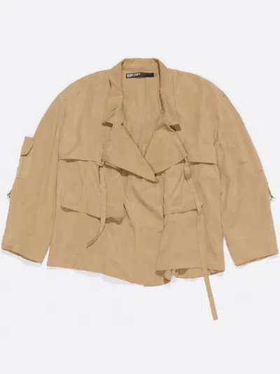 Bimba Y Lola Fluid Double-breasted Jacket In Brown