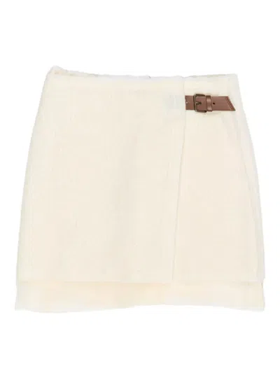 Bimba Y Lola Frayed-edge Mini Skirt In White