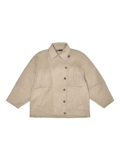 Bimba Y Lola Fringe-detail Buttoned Coat In Brown