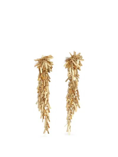 Bimba Y Lola Aged Chain Earrings With Fringe In Gold